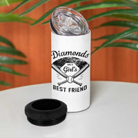 Softball Mom Gift 4 in 1 Can Cooler Tumbler Diamonds Are A Girls Best Friend