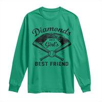 Softball Mom Gift Long Sleeve Shirt Diamonds Are A Girls Best Friend