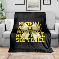 Softball Bow Throw Blanket Sister Sport Lovers Girls Team
