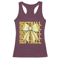 Softball Bow Racerback Tank Top Sister Sport Lovers Girls Team