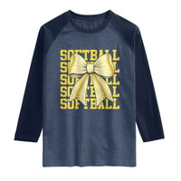 Softball Bow Raglan Shirt Sister Sport Lovers Girls Team