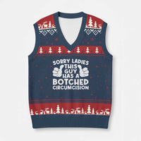 Inappropriate Adult V-Neck Knit Sweater Vest This Guy Botched Funny Cringe Offensive Humor Men