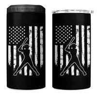 Vintage Patriotic Softball 4 in 1 Can Cooler Tumbler Girls Baseball Softball Player American Flag