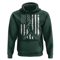 Vintage Patriotic Softball Hoodie Girls Baseball Softball Player American Flag