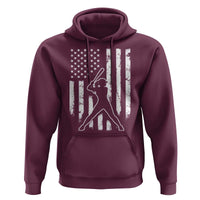 Vintage Patriotic Softball Hoodie Girls Baseball Softball Player American Flag
