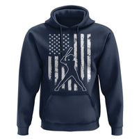 Vintage Patriotic Softball Hoodie Girls Baseball Softball Player American Flag
