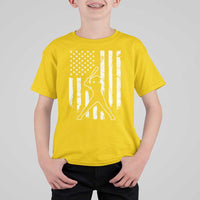 Vintage Patriotic Softball T Shirt For Kid Girls Baseball Softball Player American Flag