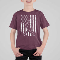 Vintage Patriotic Softball T Shirt For Kid Girls Baseball Softball Player American Flag