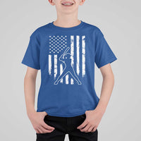 Vintage Patriotic Softball T Shirt For Kid Girls Baseball Softball Player American Flag