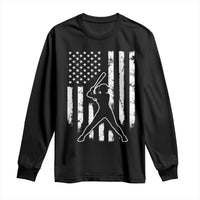 Vintage Patriotic Softball Long Sleeve Shirt Girls Baseball Softball Player American Flag