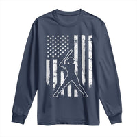 Vintage Patriotic Softball Long Sleeve Shirt Girls Baseball Softball Player American Flag