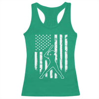 Vintage Patriotic Softball Racerback Tank Top Girls Baseball Softball Player American Flag