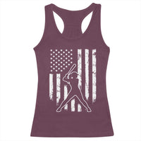 Vintage Patriotic Softball Racerback Tank Top Girls Baseball Softball Player American Flag