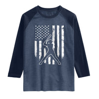 Vintage Patriotic Softball Raglan Shirt Girls Baseball Softball Player American Flag