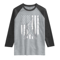 Vintage Patriotic Softball Raglan Shirt Girls Baseball Softball Player American Flag