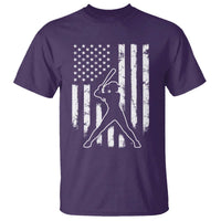 Vintage Patriotic Softball T Shirt Girls Baseball Softball Player American Flag