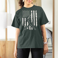 Vintage Patriotic Softball T Shirt For Women Girls Baseball Softball Player American Flag