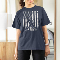 Vintage Patriotic Softball T Shirt For Women Girls Baseball Softball Player American Flag