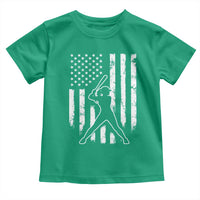 Vintage Patriotic Softball Toddler T Shirt Girls Baseball Softball Player American Flag