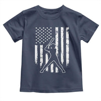 Vintage Patriotic Softball Toddler T Shirt Girls Baseball Softball Player American Flag