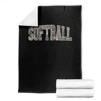 Camo Softball Throw Blanket Vintage Camouflage Softball Varsity Game Day