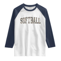 Camo Softball Raglan Shirt Vintage Camouflage Softball Varsity Game Day