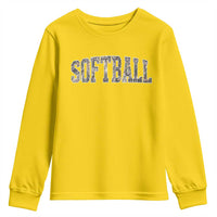 Camo Softball Youth Sweatshirt Vintage Camouflage Softball Varsity Game Day