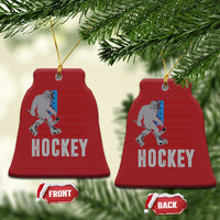 Hockey Bigfoot USA Flag Christmas Ornament Vintage Patriotic Ice Hockey Player - Wonder Print Shop