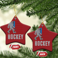 Hockey Bigfoot USA Flag Christmas Ornament Vintage Patriotic Ice Hockey Player - Wonder Print Shop