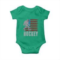 Hockey Bigfoot USA Flag Baby Onesie Vintage Patriotic Ice Hockey Player - Wonder Print Shop