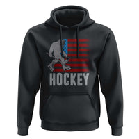 Hockey Bigfoot USA Flag Hoodie Vintage Patriotic Ice Hockey Player - Wonder Print Shop
