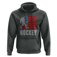 Hockey Bigfoot USA Flag Hoodie Vintage Patriotic Ice Hockey Player - Wonder Print Shop