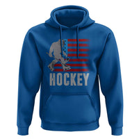 Hockey Bigfoot USA Flag Hoodie Vintage Patriotic Ice Hockey Player - Wonder Print Shop