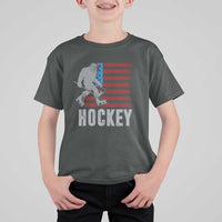 Hockey Bigfoot USA Flag T Shirt For Kid Vintage Patriotic Ice Hockey Player - Wonder Print Shop