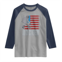 Hockey Bigfoot USA Flag Raglan Shirt Vintage Patriotic Ice Hockey Player - Wonder Print Shop