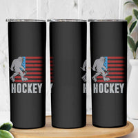 Hockey Bigfoot USA Flag Skinny Tumbler Vintage Patriotic Ice Hockey Player - Wonder Print Shop