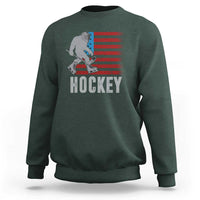 Hockey Bigfoot USA Flag Sweatshirt Vintage Patriotic Ice Hockey Player - Wonder Print Shop
