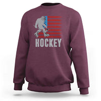 Hockey Bigfoot USA Flag Sweatshirt Vintage Patriotic Ice Hockey Player - Wonder Print Shop