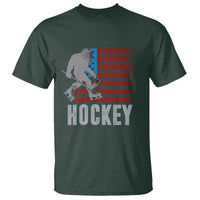 Hockey Bigfoot USA Flag T Shirt Vintage Patriotic Ice Hockey Player - Wonder Print Shop