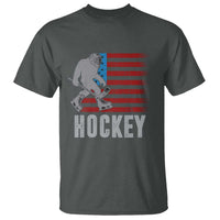 Hockey Bigfoot USA Flag T Shirt Vintage Patriotic Ice Hockey Player - Wonder Print Shop
