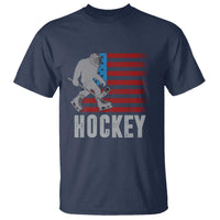 Hockey Bigfoot USA Flag T Shirt Vintage Patriotic Ice Hockey Player - Wonder Print Shop