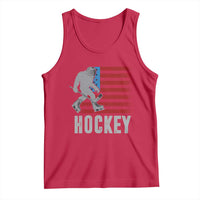 Hockey Bigfoot USA Flag Tank Top Vintage Patriotic Ice Hockey Player - Wonder Print Shop