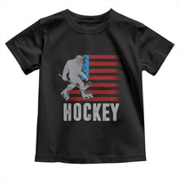 Hockey Bigfoot USA Flag Toddler T Shirt Vintage Patriotic Ice Hockey Player - Wonder Print Shop