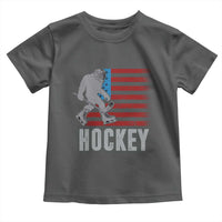 Hockey Bigfoot USA Flag Toddler T Shirt Vintage Patriotic Ice Hockey Player - Wonder Print Shop