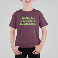 Girls Love Flowers Weed Cannabis T Shirt For Kid Funny Marijuana 420 Gift