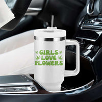 Girls Love Flowers Weed Cannabis Tumbler With Handle Funny Marijuana 420 Gift