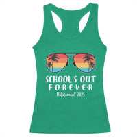 Retired Teacher 2025 Racerback Tank Top School's Out Forever Retirement Summer Vibes