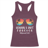 Retired Teacher 2025 Racerback Tank Top School's Out Forever Retirement Summer Vibes