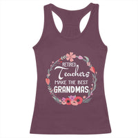 Retired Teacher Racerback Tank Top Floral For Grandmas Retirement