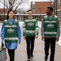 Christian Fishing V-Neck Knit Sweater Vest Even Jesus Had A Fish Story Funny Fisherman - Wonder Print Shop